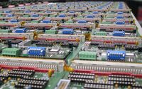 Circuit boards assembled and prepared for wave soldering