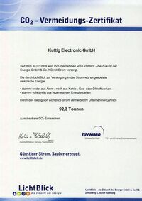CO2 Avoidance Certificate 2009 (LichtBlick)