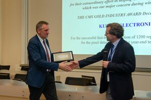 Presentation of the CMS Industry Award 2018 – Gold Award for Kuttig Electronic GmbH at the CERN research center